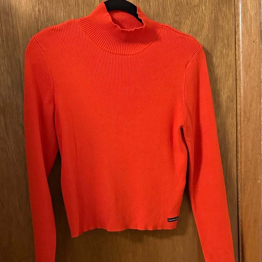 Calvin Klein Jeans Vibrant Orange Turtleneck Sweater